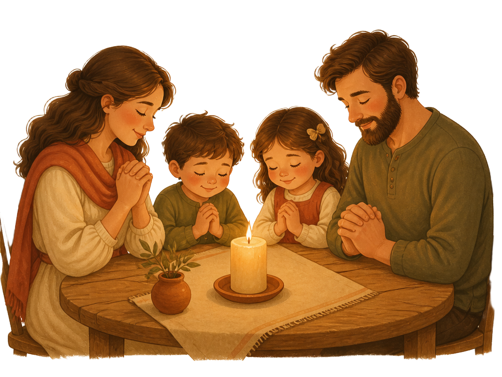 Family praying together