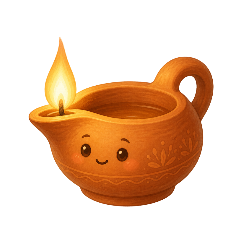 Glowing oil lamp